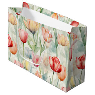 Farm Red Yellow Tulip Flowers Birthday Large Gift Bag
