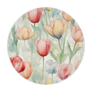 Farm Red Yellow Tulip Flowers Cutting Board
