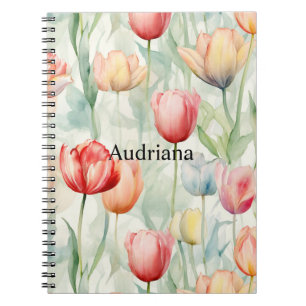 Farm Red Yellow Tulip Flowers Notebook