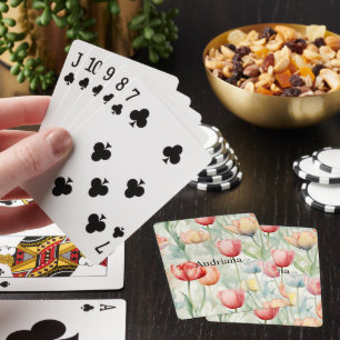 Farm Red Yellow Tulip Flowers Playing Cards