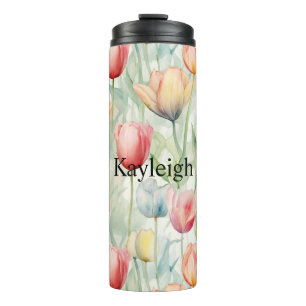 Farm Red Yellow Tulip Flowers Thermal Tumbler