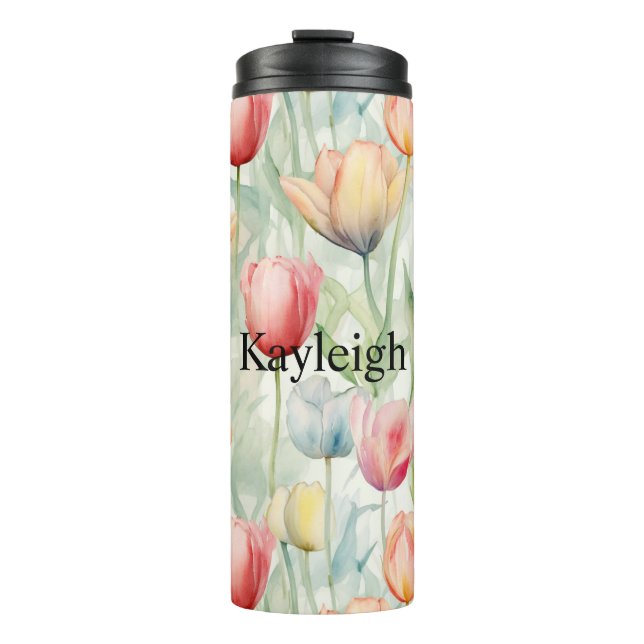 Farm Red Yellow Tulip Flowers  Thermal Tumbler (Front)