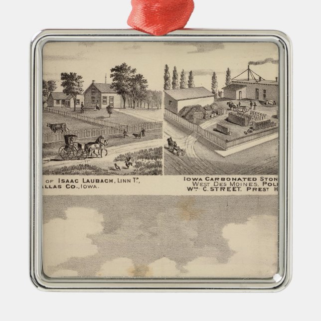 Farm, residences & pipe works metal tree decoration (Front)