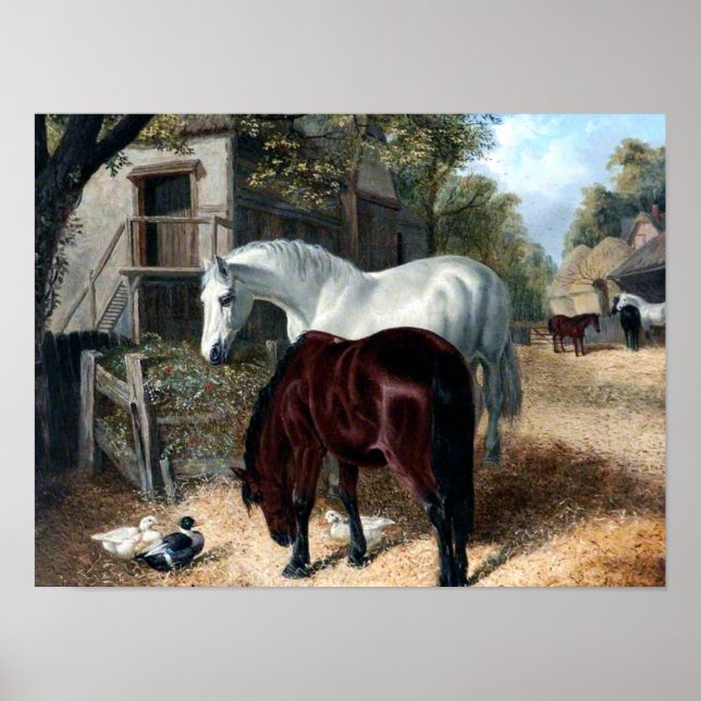 Farm Scene with Horses Poster (Front)