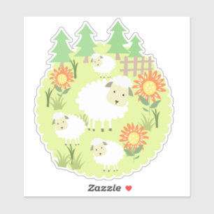 Farm Sheep Custom-Cut Vinyl Sticker