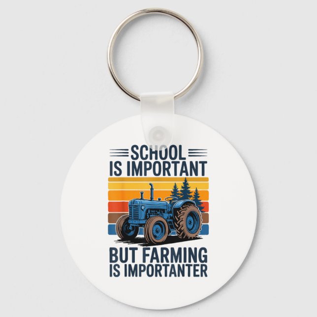 Farm Shirt But Farming Is Imrtanter Farmer Tractor Key Ring (Front)