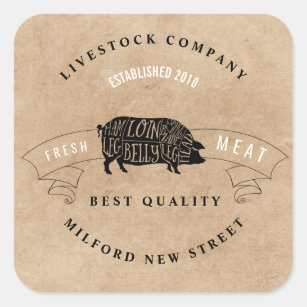 Farm shop meat company small business square sticker