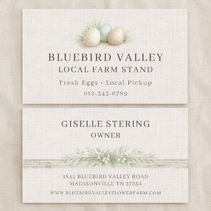 Farm Stand Eggs Shabby Chic Linen Business Card