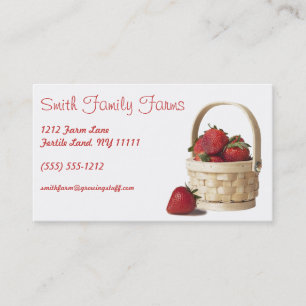 Farm Stand Strawberry Produce Green Geometric Back Business Card