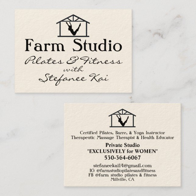 Farm Studio Pilates & Fitness Yoga Business Card (Front/Back)