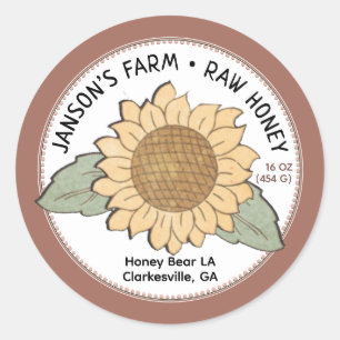 Farm Style Honey Product Label with Sunflower Logo