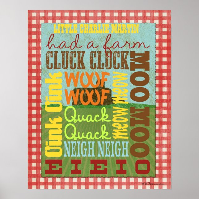 Farm Subway Art Poster - Old MacDonald Had a Farm (Front)