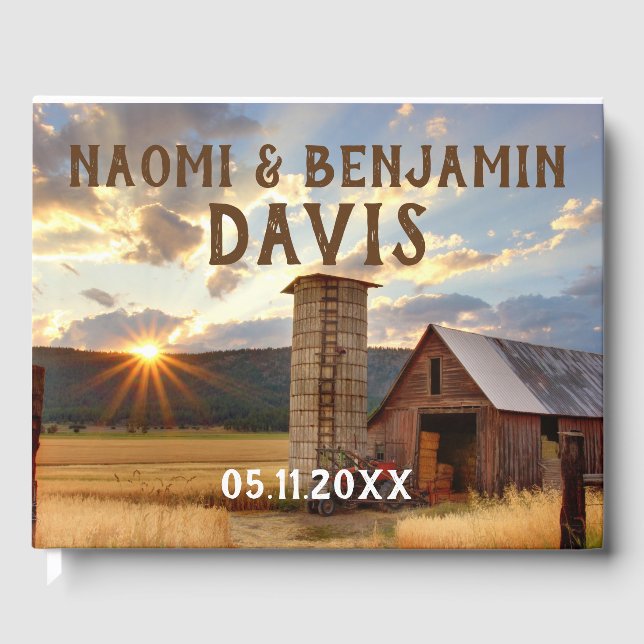 Farm & Sunflowers Wedding Guest Book (Front)