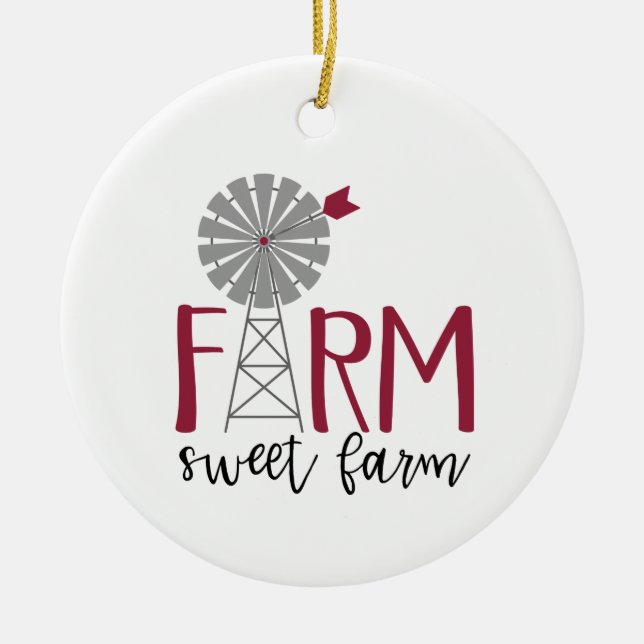 Farm Sweet Farm Ceramic Tree Decoration (Front)