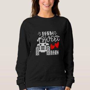Farm Sweet Farm Tractor And Heart Graphic Sweatshirt