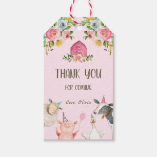 Farm Thank You Favour Barnyard Party Animal Girl Gift Tags