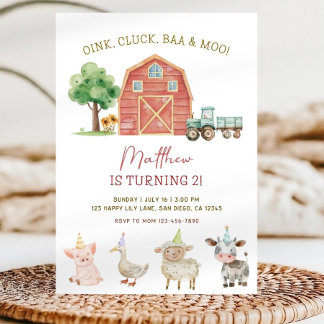 Farm Theme Birthday Invitation, Editable Boy Invitation
