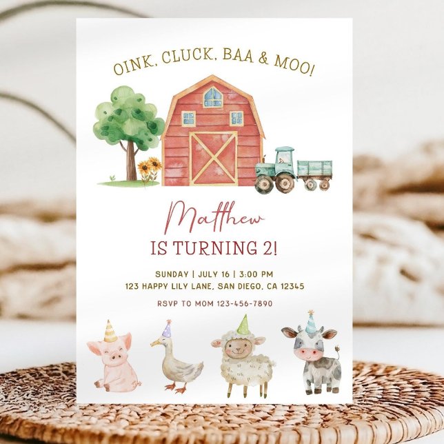 Farm Theme Birthday Invitation, Editable Boy Invitation (Creator Uploaded)