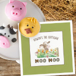 Farm Theme Cow Moo Moo Kids Birthday Party Napkin<br><div class="desc">Kids birthday party napkins with a farm animal theme. Inspired by the Old Macdonald nursery rhyme in the land of farming where the cows moo, the chicks cluck and the pigs oink! Easy to personalise and change the colours if you want to create your own mix and match theme. Browse...</div>