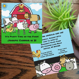 Farm Theme Customised Birthday Invitations