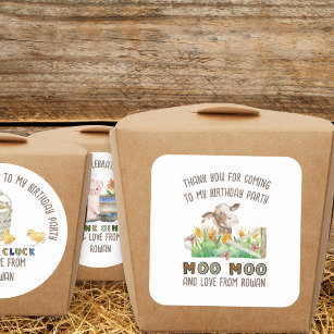 Farm Theme Thank You for Coming Cow Moo Moo Square Sticker