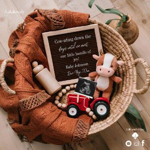 farm themed  woven basket pregnancy announcement 