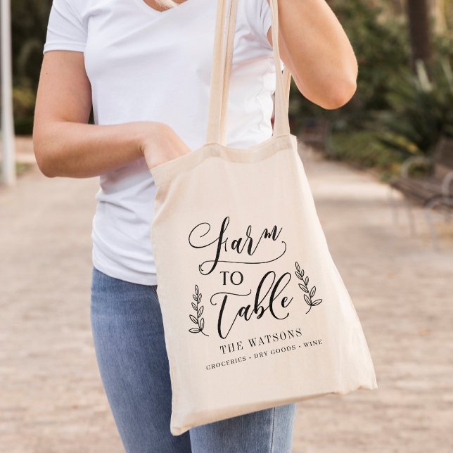 Farm to Table Editable Colour Custom Grocery Tote Bag (Creator Uploaded)