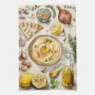Farm to Table Hummus Recipe: Arabic Organic Food Tea Towel