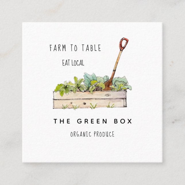 Farm to table Organic farm Square Business Card (Front)