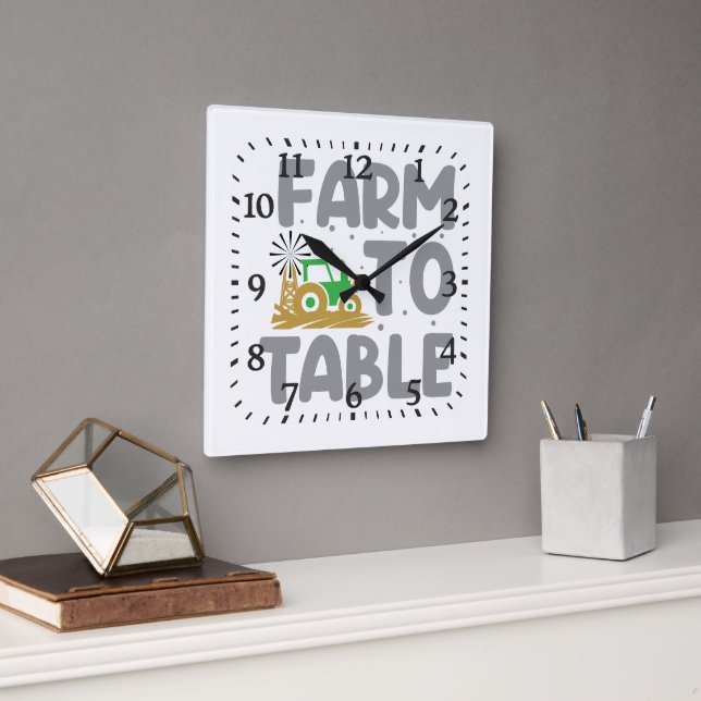 Farm to Table Tractor Windmill  Square Wall Clock (Office)