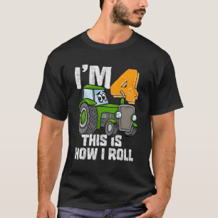 Farm Tractor 4Th Birthday Party Four 4 Year Old Fa T-Shirt