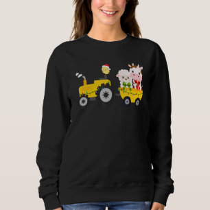 Farm Tractor Cow Sheep Chick Christmas Xmas Family Sweatshirt