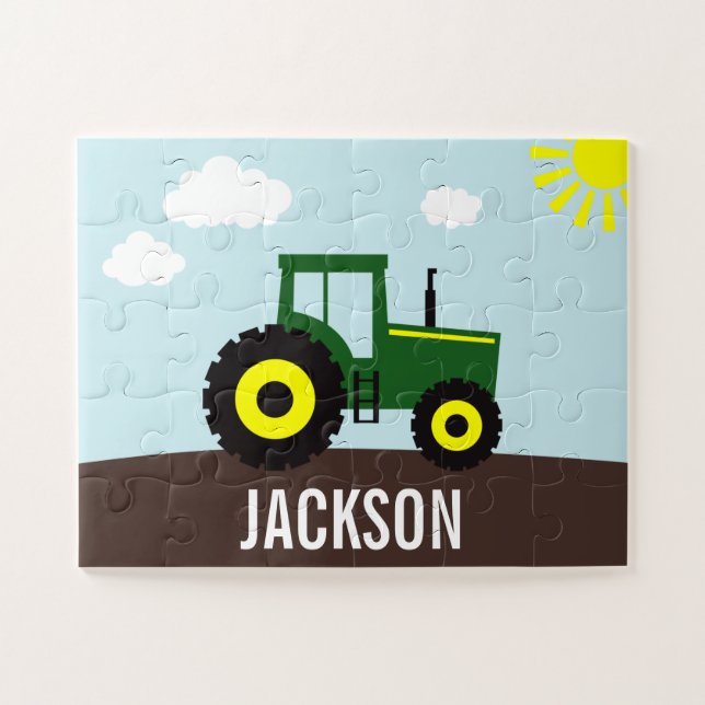 Farm Tractor Green and Yellow Jigsaw Puzzle (Horizontal)