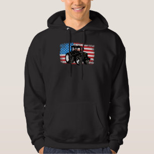Farm Tractor Patriotic Usa Flag Farmer Men Women F Hoodie