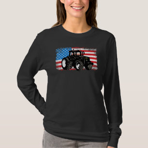 Farm Tractor Patriotic Usa Flag Farmer Men Women F T-Shirt