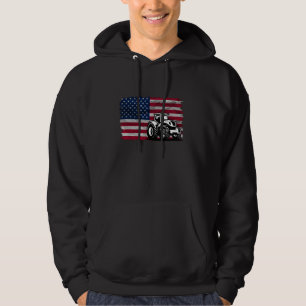 Farm Tractor Proud Farmer Patriotic American Flag Hoodie