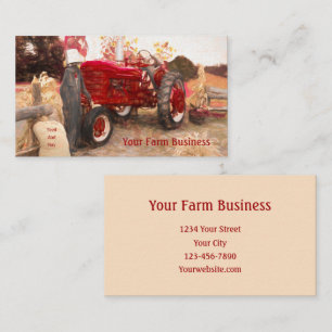Farm Tractor Red Vintage Rustic Agriculture Business Card