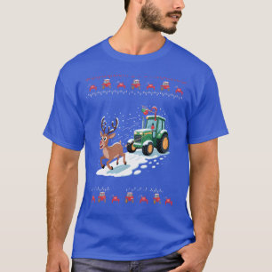 Farm Tractor Reindeer Fun Christmas Farmer T-Shirt