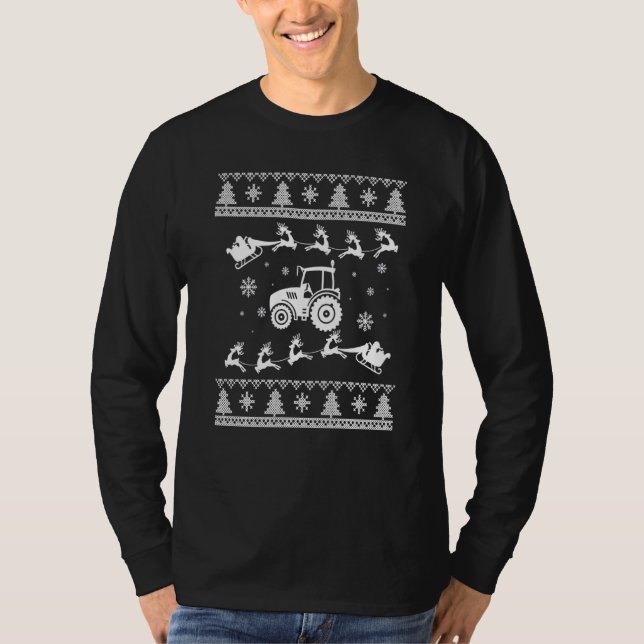 Farm Tractor Reindeer Fun Ugly Christmas Sweater F (Front)