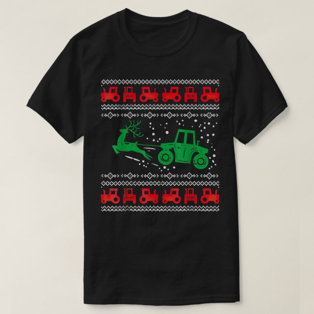 Farm Tractor Reindeer Fun Ugly Christmas Sweater F (Design Front)