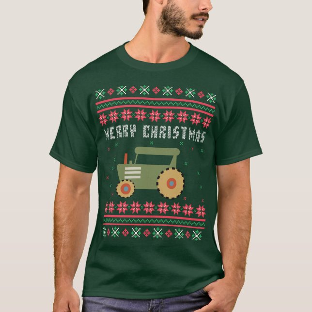Farm Tractor Ugly Christmas Sweater (Front)