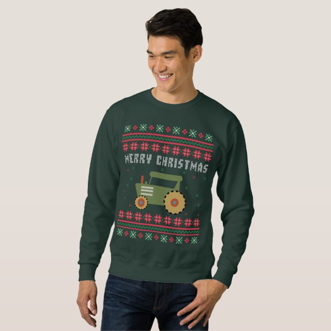 Farm Tractor Ugly Christmas Sweater (Front Full)