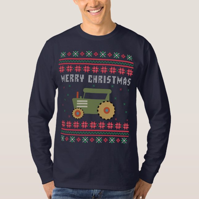Farm Tractor Ugly Christmas Sweater (Front)
