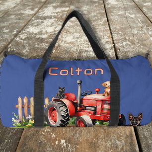Farm Tractors Kids Personalised Duffle Bag