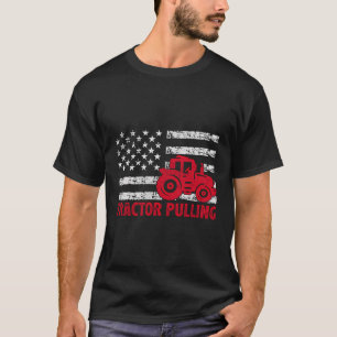 Farm Tractors Usa Flag 4Th Of July Tractor Pulling T-Shirt