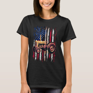 Farm Tractors USA Flag Patriotic Farming American T-Shirt
