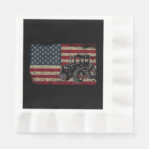 Farm Tractors USA Flag Patriotic Farming Gift  Napkin