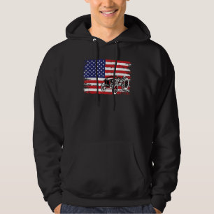 Farm Tractors USA Flag Patriotic Farming Gifts Hoodie