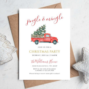 Farm Truck & Christmas Tree Jingle & Mingle Party Invitation