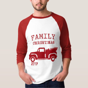 Farm Truck Family Christmas with Date T-Shirt